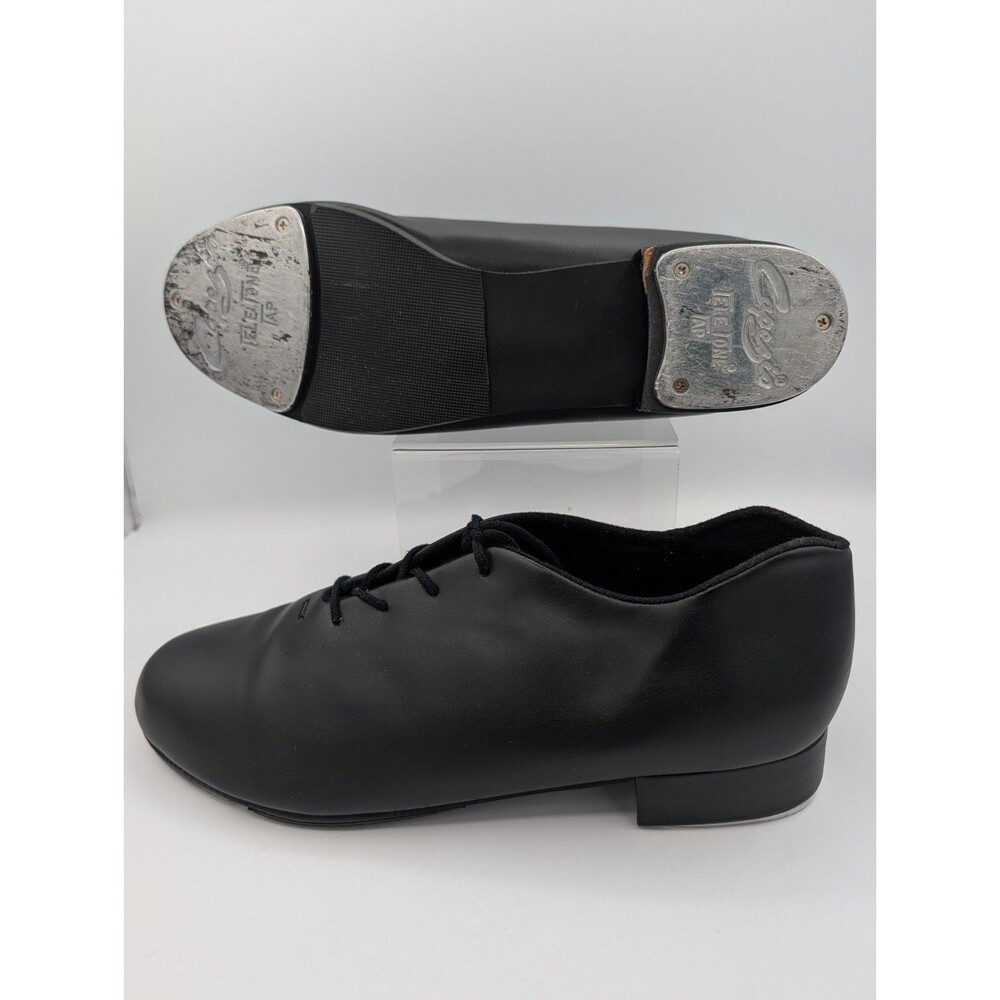 Capezio Tele Tone Tap Shoes Black Leather Mens Size 13.5 M H24 EUC